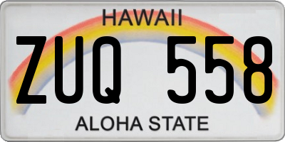 HI license plate ZUQ558
