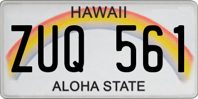 HI license plate ZUQ561