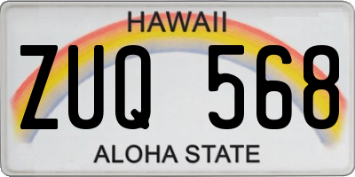 HI license plate ZUQ568