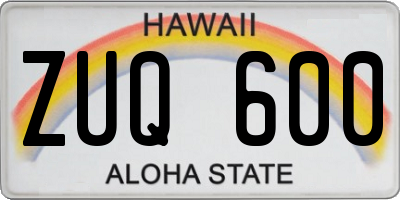 HI license plate ZUQ600