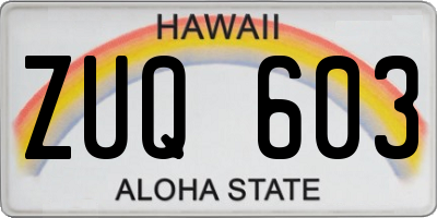 HI license plate ZUQ603