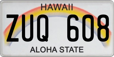 HI license plate ZUQ608