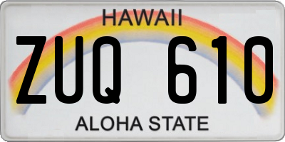 HI license plate ZUQ610