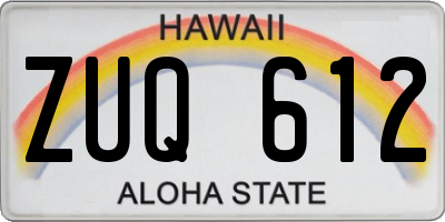 HI license plate ZUQ612