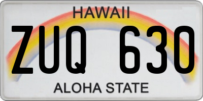 HI license plate ZUQ630
