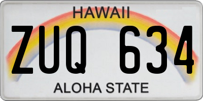HI license plate ZUQ634