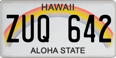 HI license plate ZUQ642
