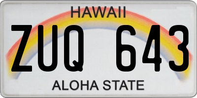 HI license plate ZUQ643