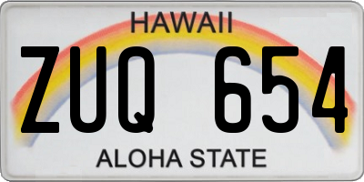 HI license plate ZUQ654