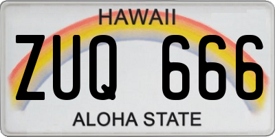 HI license plate ZUQ666