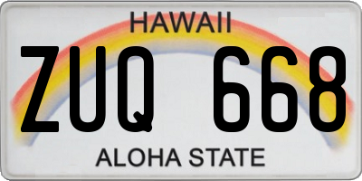 HI license plate ZUQ668