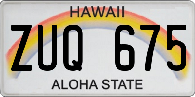 HI license plate ZUQ675