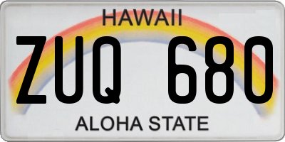 HI license plate ZUQ680