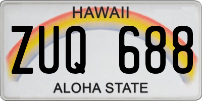 HI license plate ZUQ688