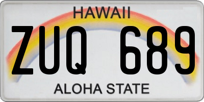 HI license plate ZUQ689