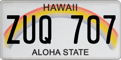 HI license plate ZUQ707