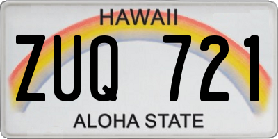 HI license plate ZUQ721