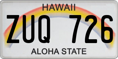 HI license plate ZUQ726