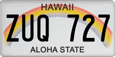 HI license plate ZUQ727