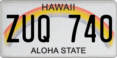 HI license plate ZUQ740