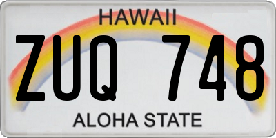 HI license plate ZUQ748
