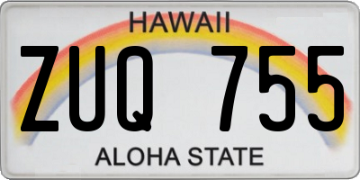 HI license plate ZUQ755