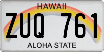 HI license plate ZUQ761