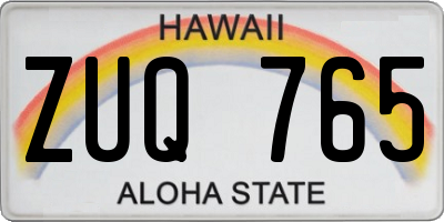 HI license plate ZUQ765