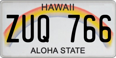 HI license plate ZUQ766