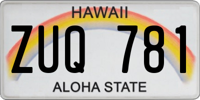 HI license plate ZUQ781