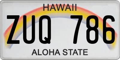HI license plate ZUQ786