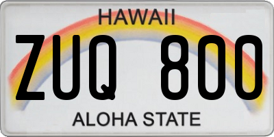 HI license plate ZUQ800