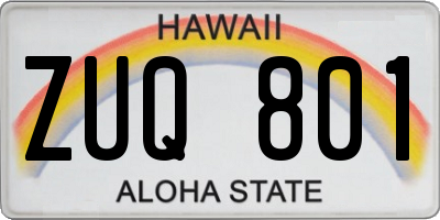 HI license plate ZUQ801