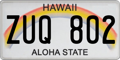 HI license plate ZUQ802