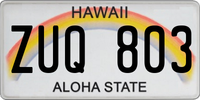 HI license plate ZUQ803