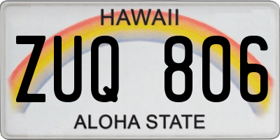 HI license plate ZUQ806