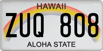 HI license plate ZUQ808
