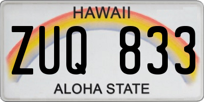 HI license plate ZUQ833