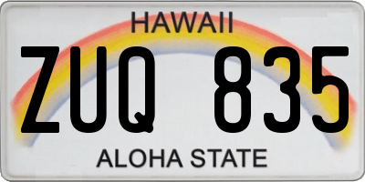 HI license plate ZUQ835