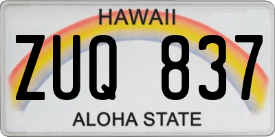 HI license plate ZUQ837