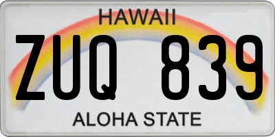 HI license plate ZUQ839