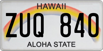 HI license plate ZUQ840