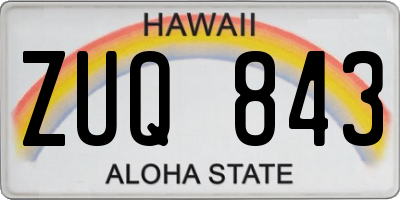 HI license plate ZUQ843
