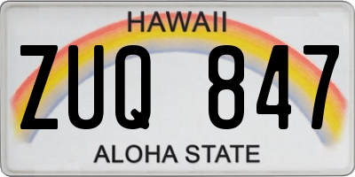 HI license plate ZUQ847