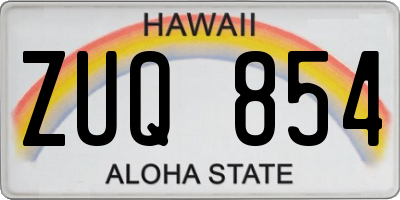 HI license plate ZUQ854