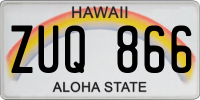 HI license plate ZUQ866