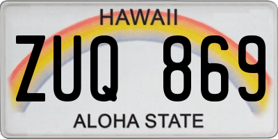 HI license plate ZUQ869