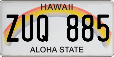 HI license plate ZUQ885