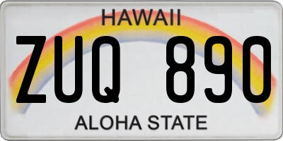 HI license plate ZUQ890