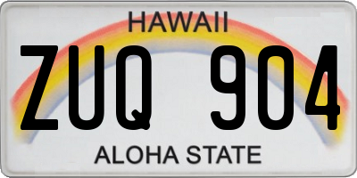 HI license plate ZUQ904